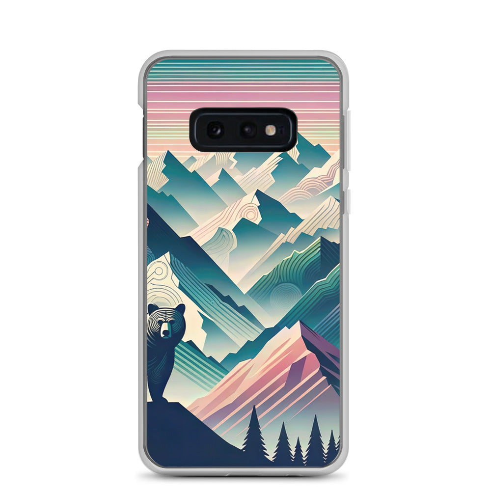 Bär im Panoramablick der Alpen, moderne Kunst-Gebirgsschichten - Samsung Schutzhülle (durchsichtig) camping xxx yyy zzz Samsung Galaxy S10e