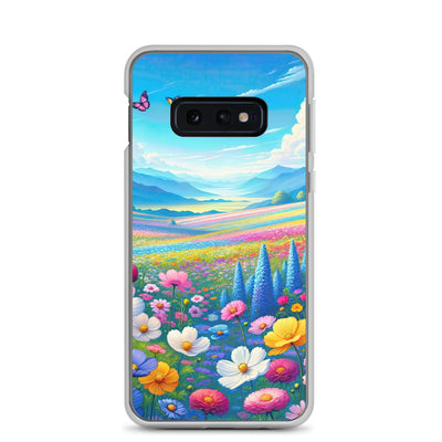 Weitläufiges Blumenfeld unter himmelblauem Himmel, leuchtende Flora - Samsung Schutzhülle (durchsichtig) camping xxx yyy zzz Samsung Galaxy S10e