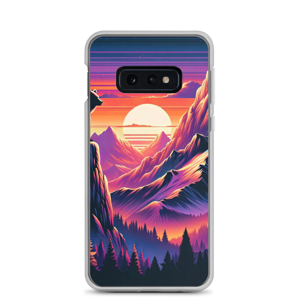 Alpen-Sonnenuntergang mit Bär auf Hügel, warmes Himmelsfarbenspiel - Samsung Schutzhülle (durchsichtig) camping xxx yyy zzz Samsung Galaxy S10e