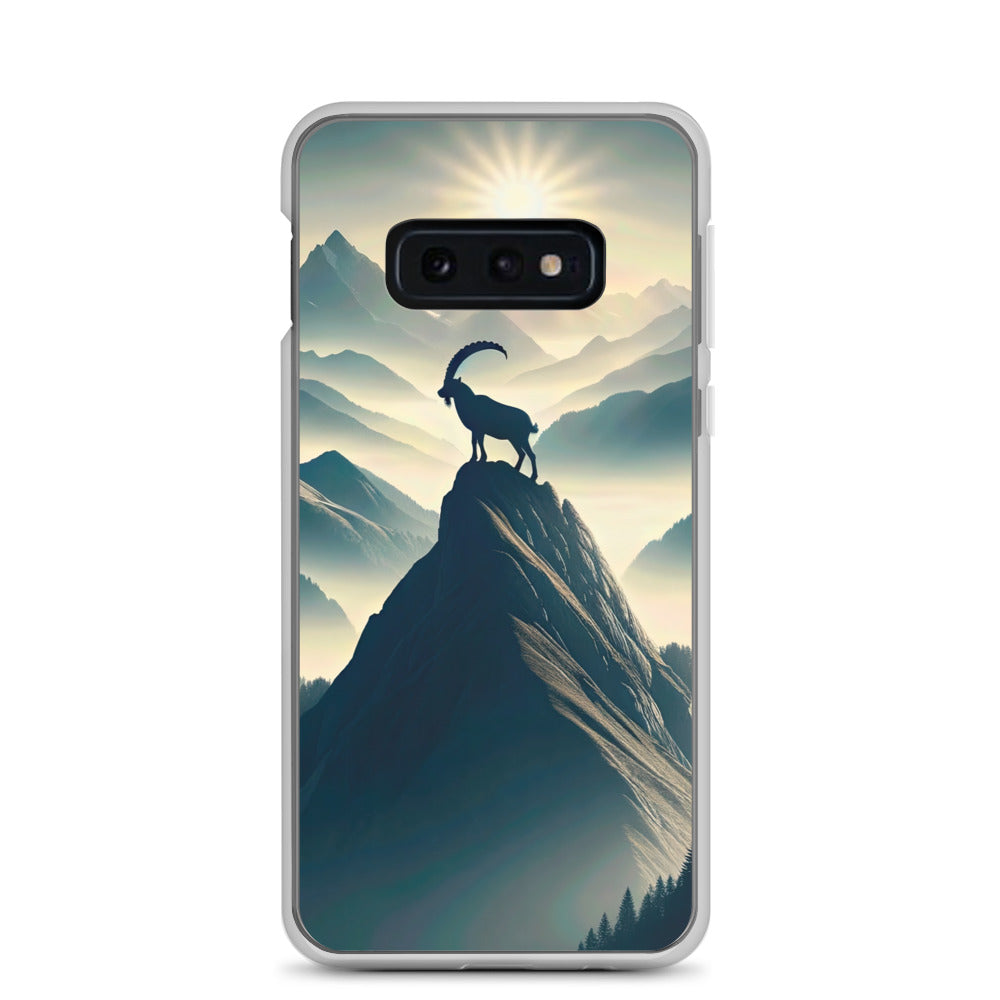 Morgendlicher Steinbock auf Alpengipfel, steile Berghänge - Samsung Schutzhülle (durchsichtig) berge xxx yyy zzz Samsung Galaxy S10e