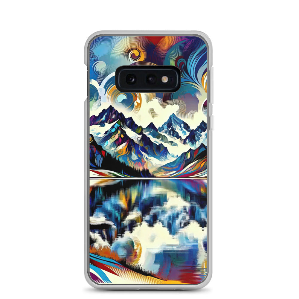 Alpensee im Zentrum eines abstrakt-expressionistischen Alpen-Kunstwerks - Samsung Schutzhülle (durchsichtig) berge xxx yyy zzz Samsung Galaxy S10e