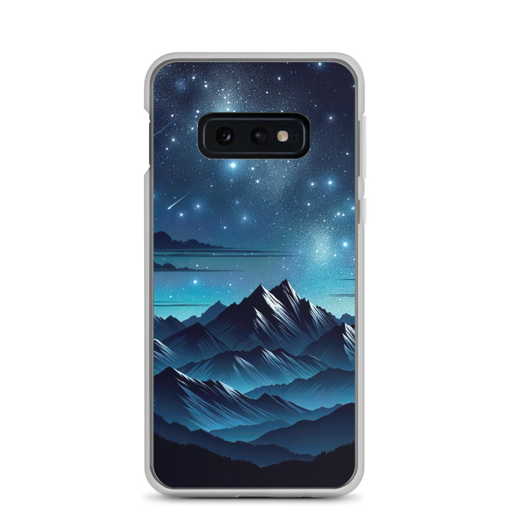 Alpen unter Sternenhimmel mit glitzernden Sternen und Meteoren - Samsung Schutzhülle (durchsichtig) berge xxx yyy zzz Samsung Galaxy S10e