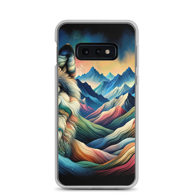 Traumhaftes Alpenpanorama mit Wolf in wechselnden Farben und Mustern (AN) - Samsung Schutzhülle (durchsichtig) xxx yyy zzz Samsung Galaxy S10e