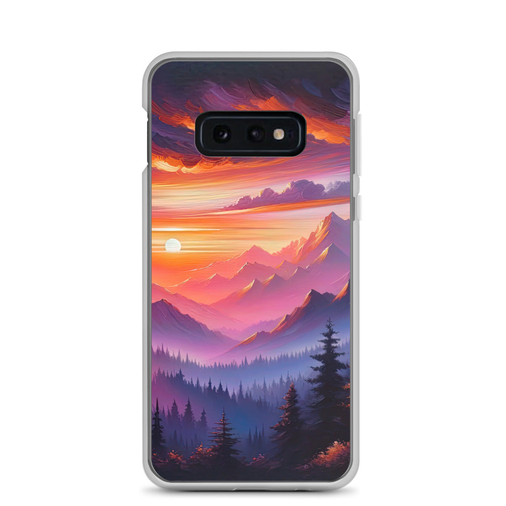 Ölgemälde der Alpenlandschaft im ätherischen Sonnenuntergang, himmlische Farbtöne - Samsung Schutzhülle (durchsichtig) berge xxx yyy zzz Samsung Galaxy S10e