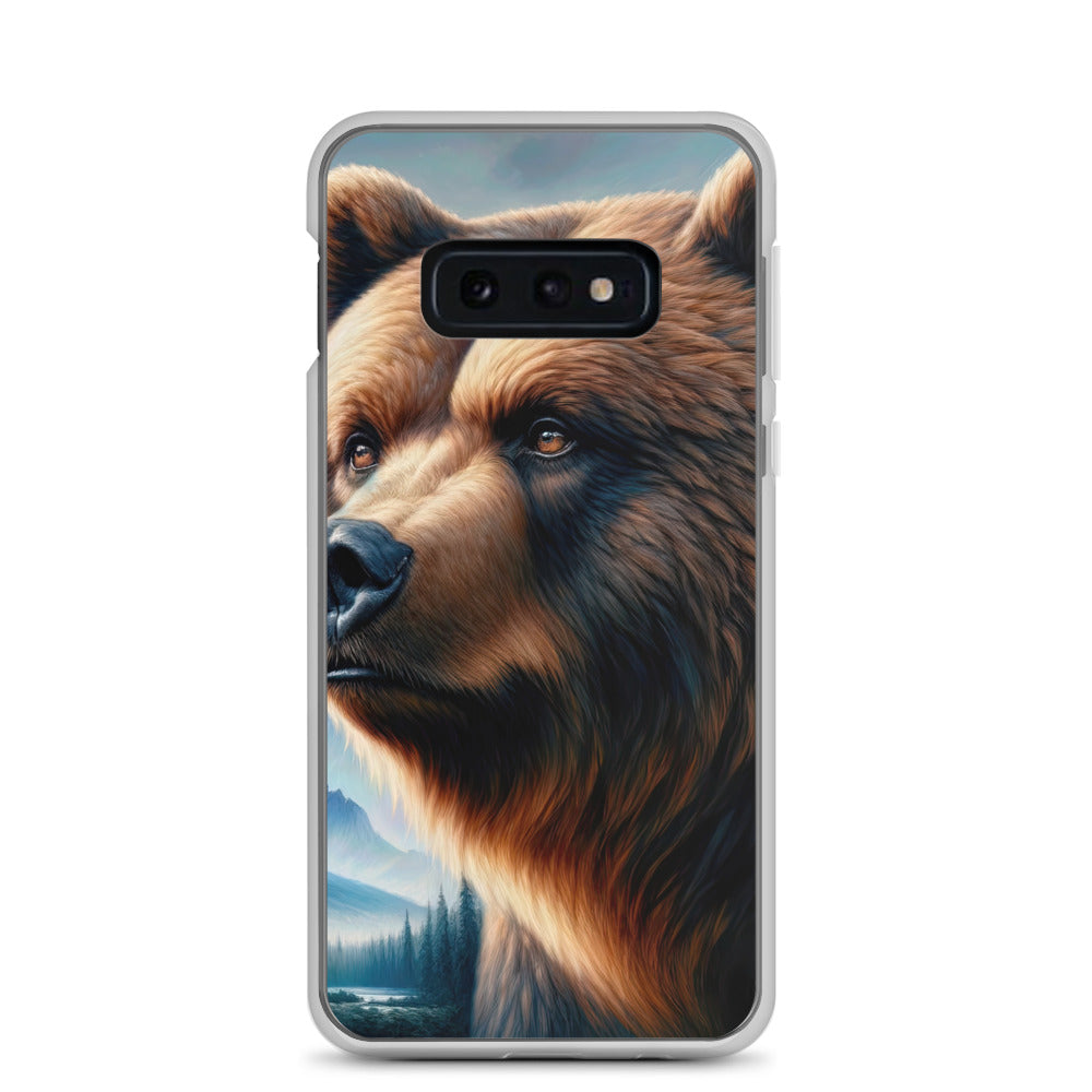 Ölgemälde, das das Gesicht eines starken realistischen Bären einfängt. Porträt - Samsung Schutzhülle (durchsichtig) camping xxx yyy zzz Samsung Galaxy S10e