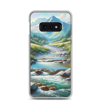 Sanfter Gebirgsbach in Ölgemälde, klares Wasser über glatten Felsen - Samsung Schutzhülle (durchsichtig) berge xxx yyy zzz Samsung Galaxy S10e