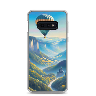 Ölgemälde einer ruhigen Szene in Luxemburg mit Heißluftballon und blauem Himmel - Samsung Schutzhülle (durchsichtig) berge xxx yyy zzz Samsung Galaxy S10e
