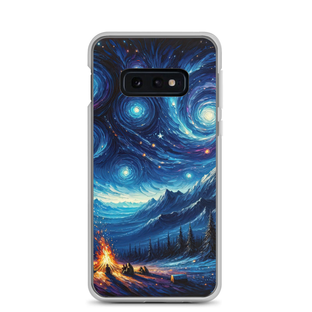 Sternennacht über den Alpen inspiriertes Ölgemälde, mystischer Nachthimmel in Blau - Samsung Schutzhülle (durchsichtig) camping xxx yyy zzz Samsung Galaxy S10e