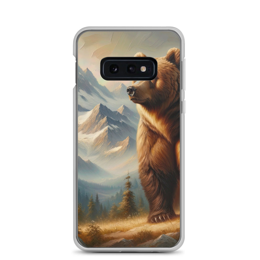 Ölgemälde eines königlichen Bären vor der majestätischen Alpenkulisse - Samsung Schutzhülle (durchsichtig) camping xxx yyy zzz Samsung Galaxy S10e