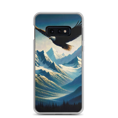 Ölgemälde eines Adlers vor schneebedeckten Bergsilhouetten - Samsung Schutzhülle (durchsichtig) berge xxx yyy zzz Samsung Galaxy S10e