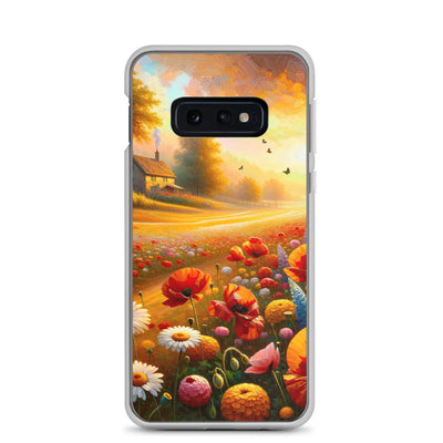 Ölgemälde eines Blumenfeldes im Sonnenuntergang, leuchtende Farbpalette - Samsung Schutzhülle (durchsichtig) camping xxx yyy zzz Samsung Galaxy S10e