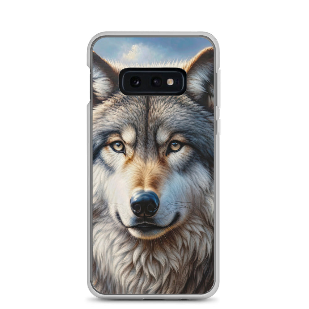 Porträt-Ölgemälde eines prächtigen Wolfes mit faszinierenden Augen (AN) - Samsung Schutzhülle (durchsichtig) xxx yyy zzz Samsung Galaxy S10e