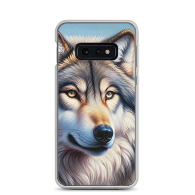 Ölgemäldeporträt eines majestätischen Wolfes mit intensiven Augen in der Berglandschaft (AN) - Samsung Schutzhülle (durchsichtig) xxx yyy zzz Samsung Galaxy S10e