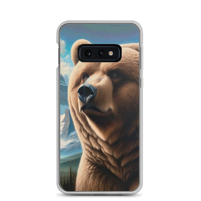 Realistisches Ölgemälde eines männlichen Bären in den Bergen mit Fokus auf Stärke und Schärfe - Samsung Schutzhülle (durchsichtig) camping xxx yyy zzz Samsung Galaxy S10e