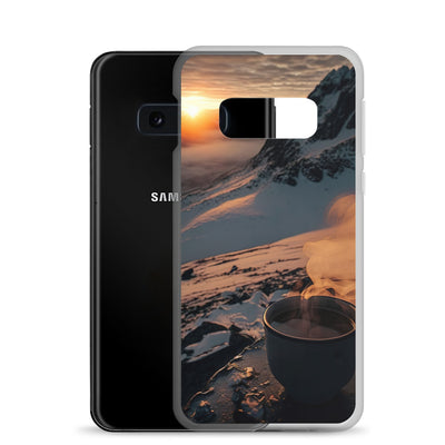 Heißer Kaffee auf einem schneebedeckten Berg - Samsung Schutzhülle (durchsichtig) berge xxx