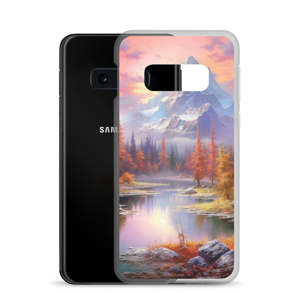 Landschaftsmalerei - Berge, Bäume, Bergsee und Herbstfarben - Samsung Schutzhülle (durchsichtig) berge xxx