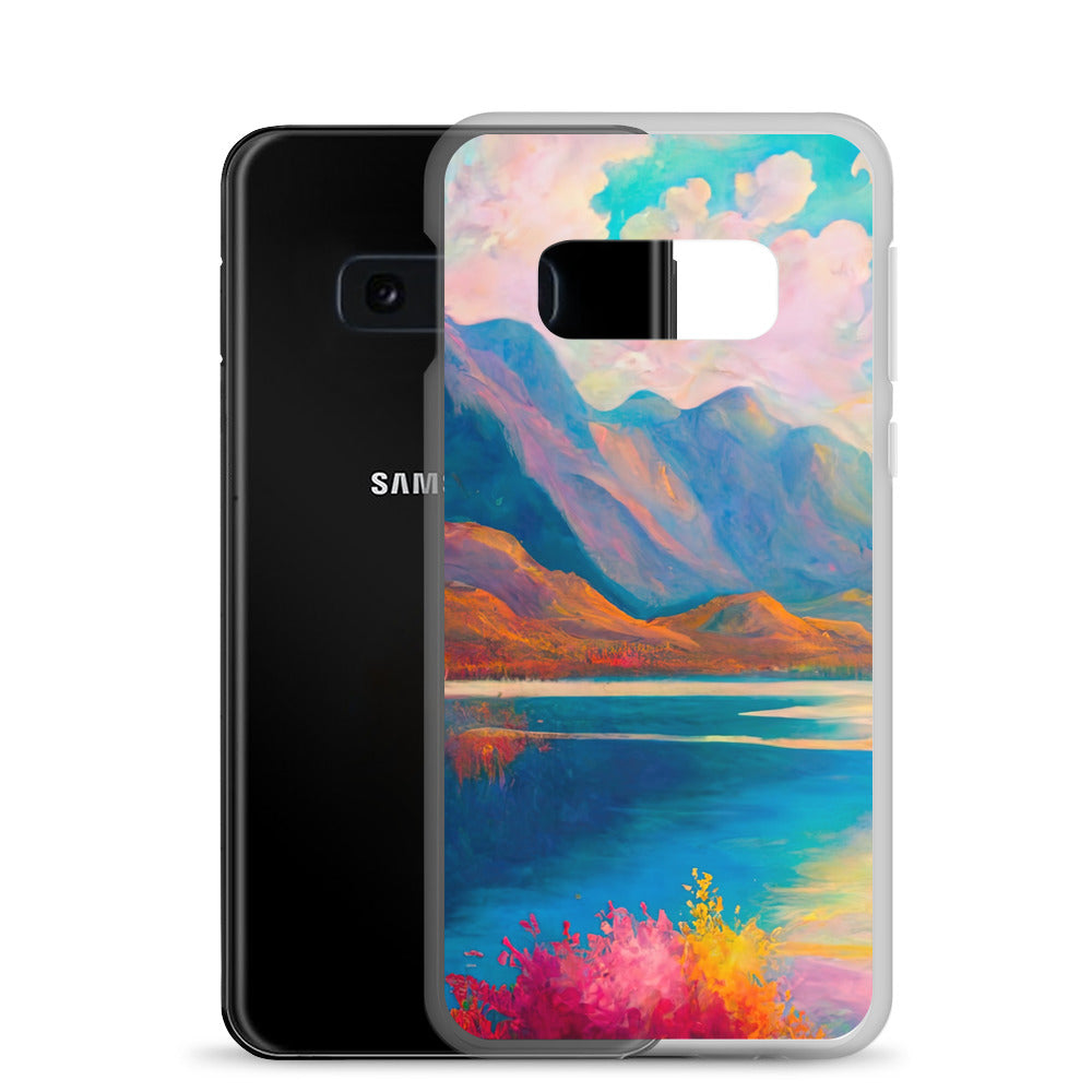Berglandschaft und Bergsee - Farbige Ölmalerei - Samsung Schutzhülle (durchsichtig) berge xxx
