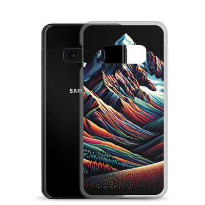 Pointillistische Darstellung der Alpen, Farbpunkte formen die Landschaft - Samsung Schutzhülle (durchsichtig) berge xxx yyy zzz
