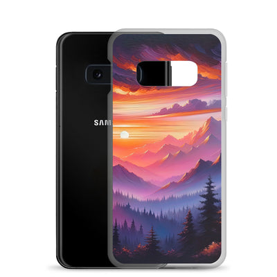 Ölgemälde der Alpenlandschaft im ätherischen Sonnenuntergang, himmlische Farbtöne - Samsung Schutzhülle (durchsichtig) berge xxx yyy zzz