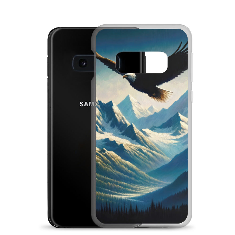 Ölgemälde eines Adlers vor schneebedeckten Bergsilhouetten - Samsung Schutzhülle (durchsichtig) berge xxx yyy zzz