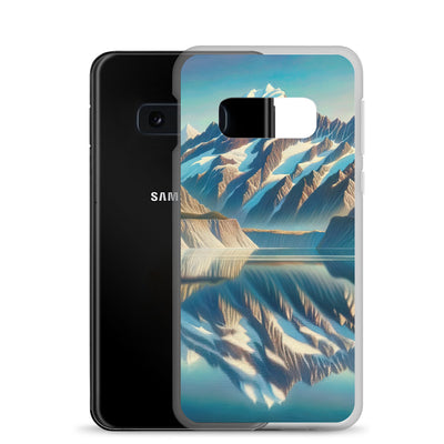 Ölgemälde eines unberührten Sees, der die Bergkette spiegelt - Samsung Schutzhülle (durchsichtig) berge xxx yyy zzz