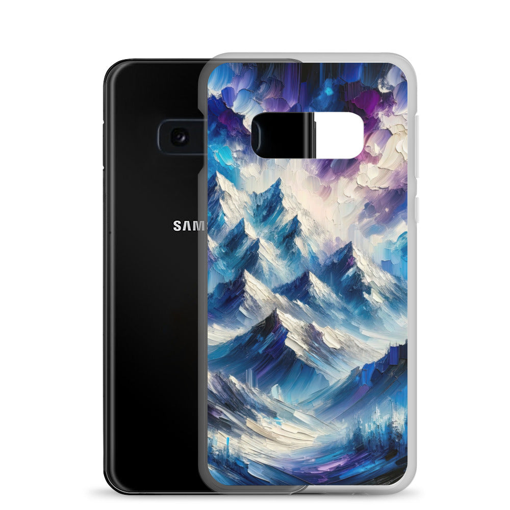 Alpenabstraktion mit dramatischem Himmel in Öl - Samsung Schutzhülle (durchsichtig) berge xxx yyy zzz