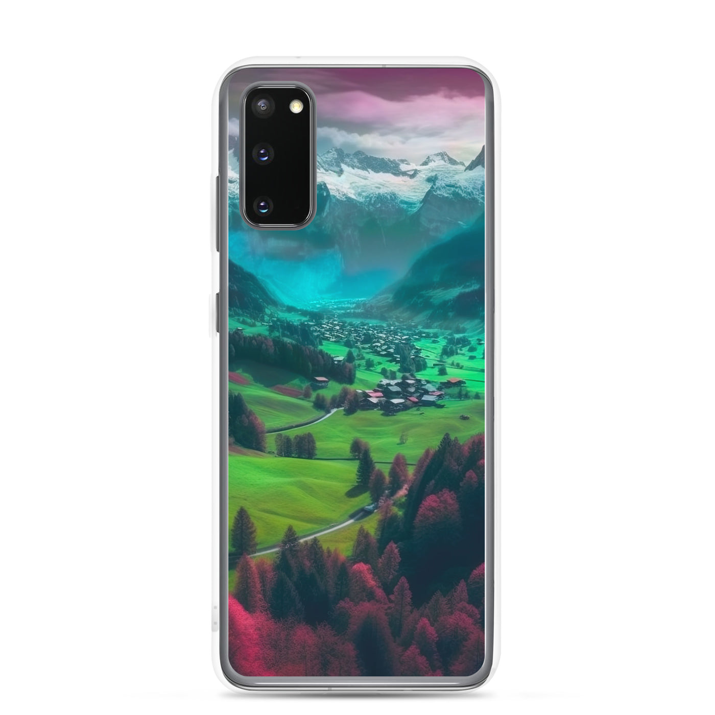 Berglandschaft und Dorf - Fotorealistische Malerei - Samsung Schutzhülle (durchsichtig) berge xxx Samsung Galaxy S20