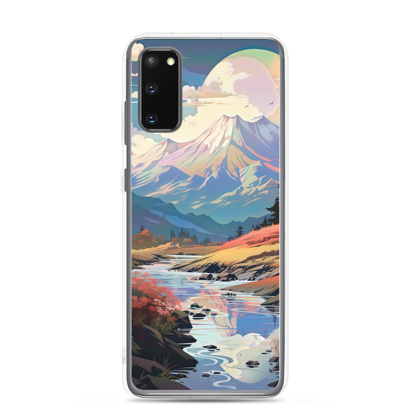 Berge. Fluss und Blumen - Malerei - Samsung Schutzhülle (durchsichtig) berge xxx Samsung Galaxy S20