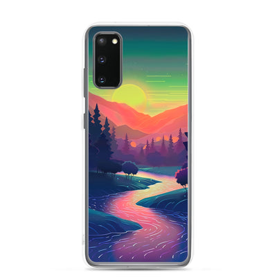 Berge, Fluss, Sonnenuntergang - Malerei - Samsung Schutzhülle (durchsichtig) berge xxx Samsung Galaxy S20