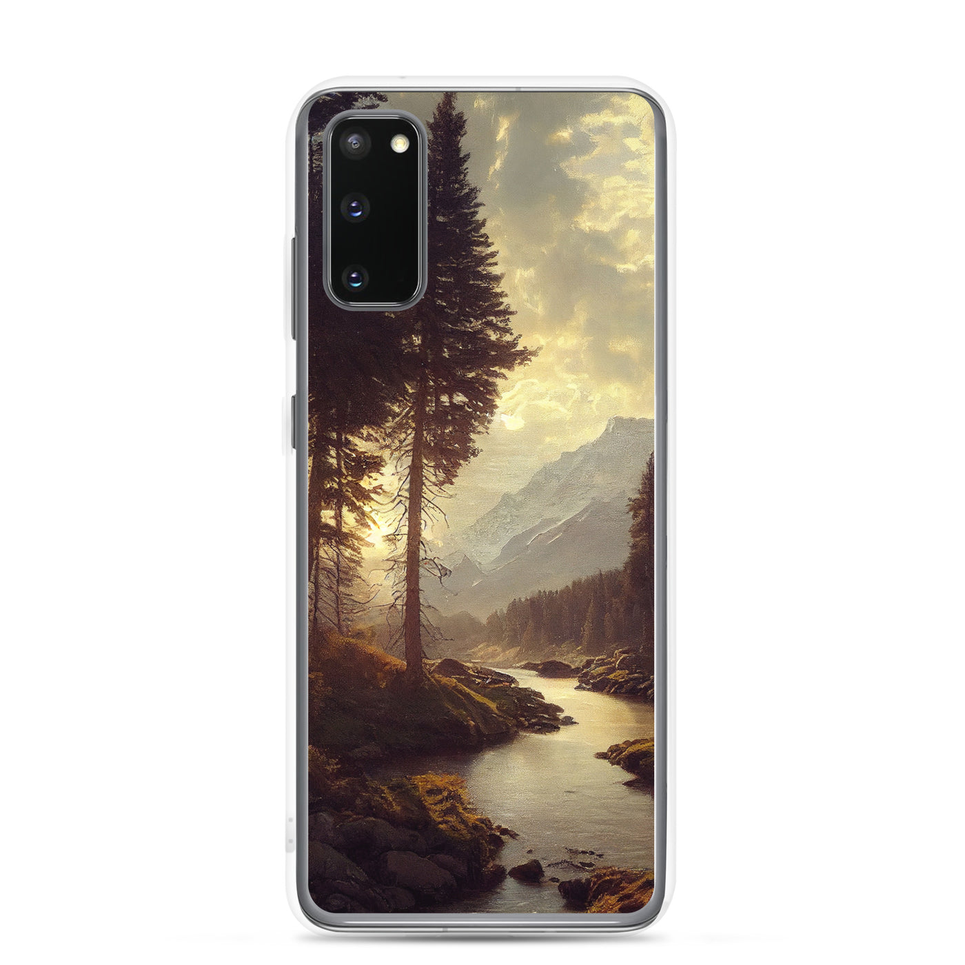 Landschaft mit Bergen, Fluss und Bäumen - Malerei - Samsung Schutzhülle (durchsichtig) berge xxx Samsung Galaxy S20