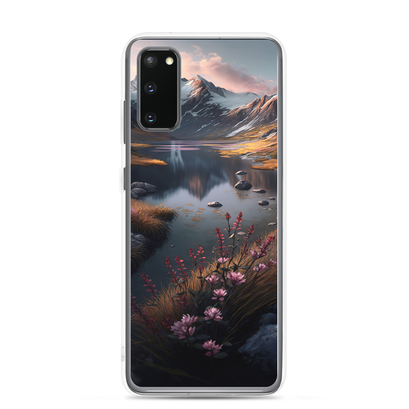 Berge, Bergsee und Blumen - Samsung Schutzhülle (durchsichtig) berge xxx Samsung Galaxy S20