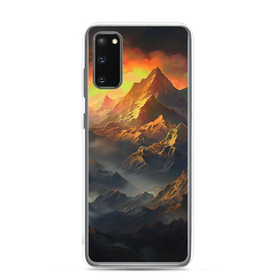 Wunderschöne Himalaya Gebirge im Nebel und Sonnenuntergang - Malerei - Samsung Schutzhülle (durchsichtig) berge xxx Samsung Galaxy S20