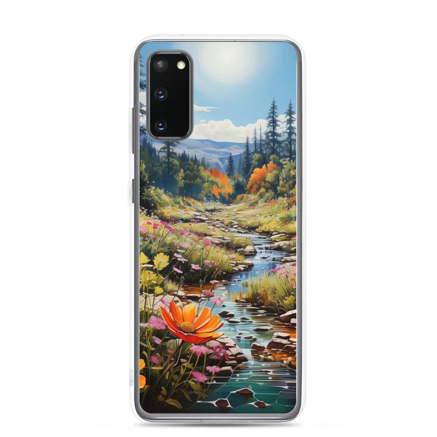 Berge, schöne Blumen und Bach im Wald - Samsung Schutzhülle (durchsichtig) berge xxx Samsung Galaxy S20