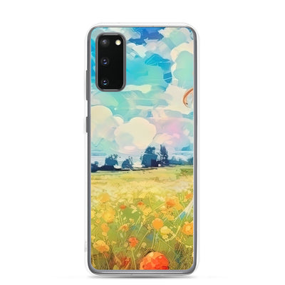 Dame mit Hut im Feld mit Blumen - Landschaftsmalerei - Samsung Schutzhülle (durchsichtig) camping xxx Samsung Galaxy S20