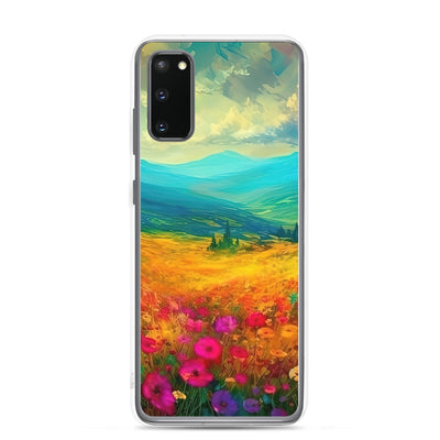 Berglandschaft und schöne farbige Blumen - Malerei - Samsung Schutzhülle (durchsichtig) berge xxx Samsung Galaxy S20