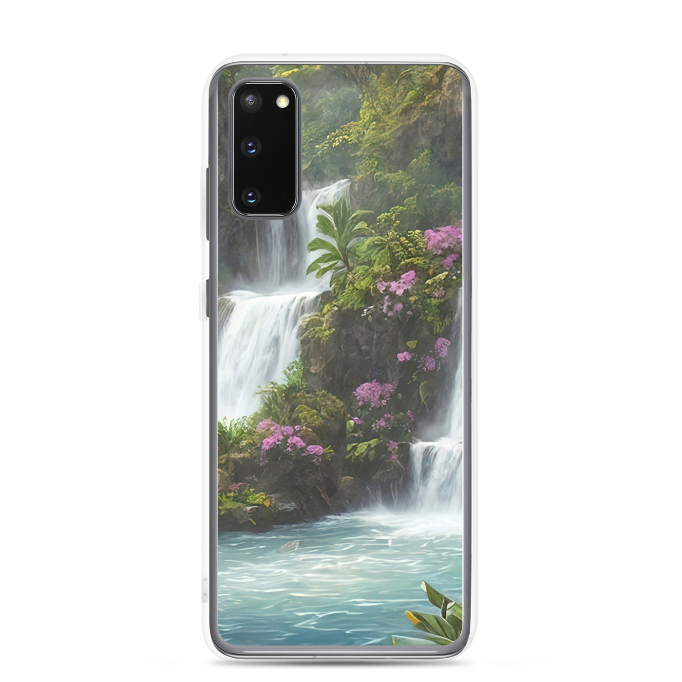 Wasserfall im Wald und Blumen - Schöne Malerei - Samsung Schutzhülle (durchsichtig) camping xxx Samsung Galaxy S20