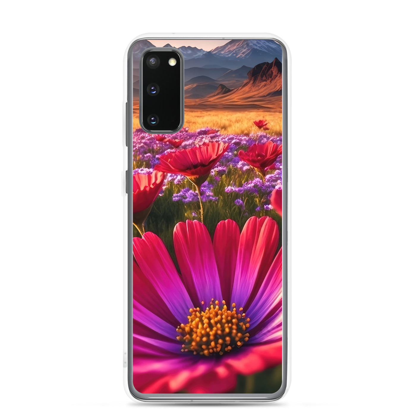 Wünderschöne Blumen und Berge im Hintergrund - Samsung Schutzhülle (durchsichtig) berge xxx Samsung Galaxy S20