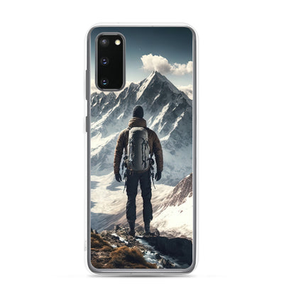 Wanderer auf Berg von hinten - Malerei - Samsung Schutzhülle (durchsichtig) berge xxx Samsung Galaxy S20