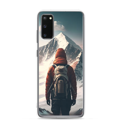 Wanderer von hinten vor einem Berg - Malerei - Samsung Schutzhülle (durchsichtig) berge xxx Samsung Galaxy S20