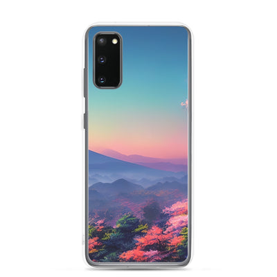 Berg und Wald mit pinken Bäumen - Landschaftsmalerei - Samsung Schutzhülle (durchsichtig) berge xxx Samsung Galaxy S20