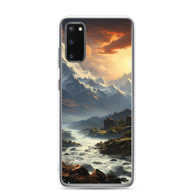Berge, Sonne, steiniger Bach und Wolken - Epische Stimmung - Samsung Schutzhülle (durchsichtig) berge xxx Samsung Galaxy S20