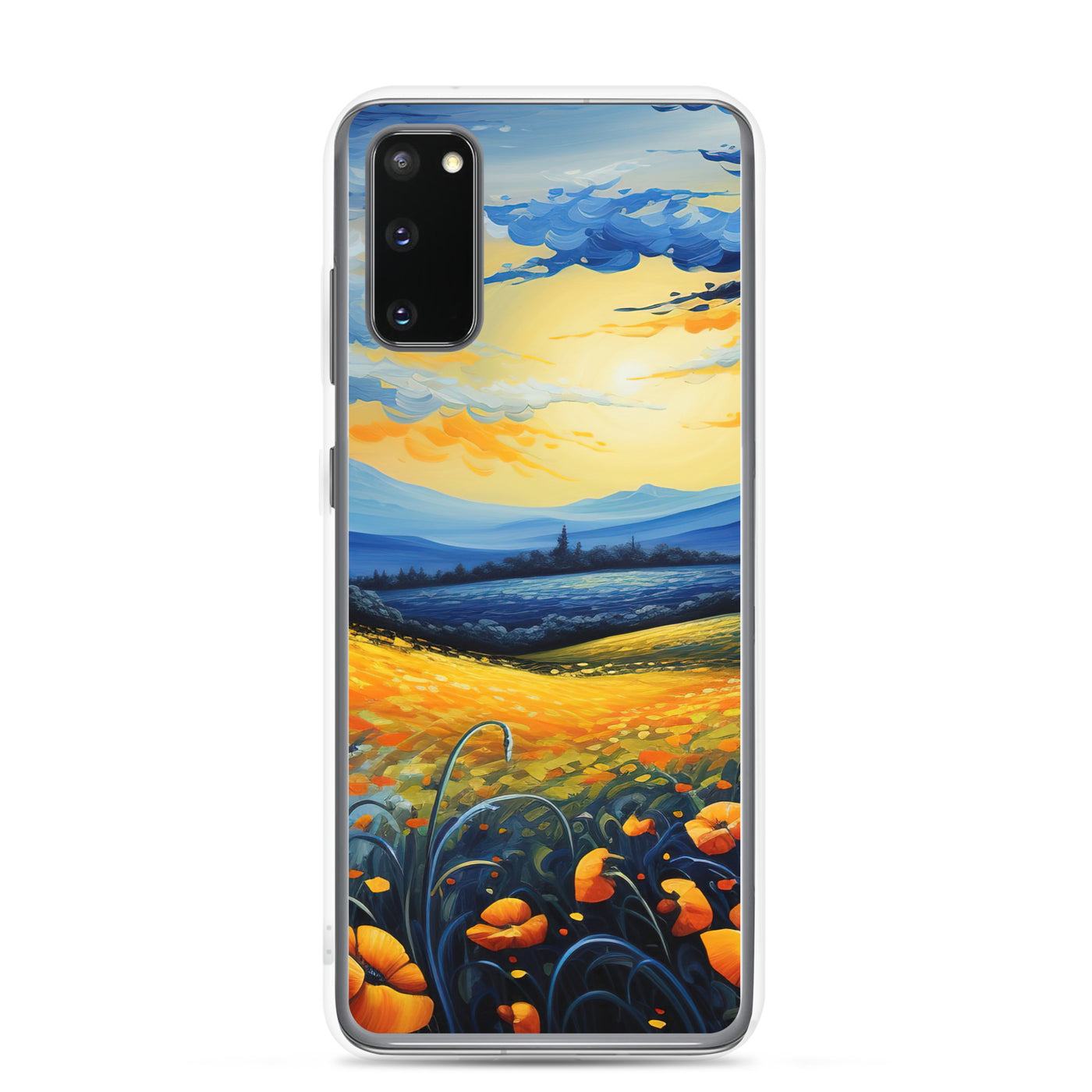 Berglandschaft mit schönen gelben Blumen - Landschaftsmalerei - Samsung Schutzhülle (durchsichtig) berge xxx Samsung Galaxy S20
