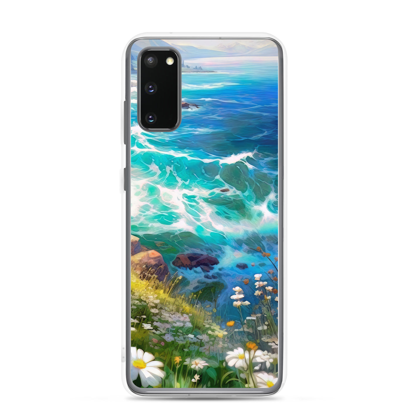 Berge, Blumen, Fluss und Steine - Malerei - Samsung Schutzhülle (durchsichtig) camping xxx Samsung Galaxy S20