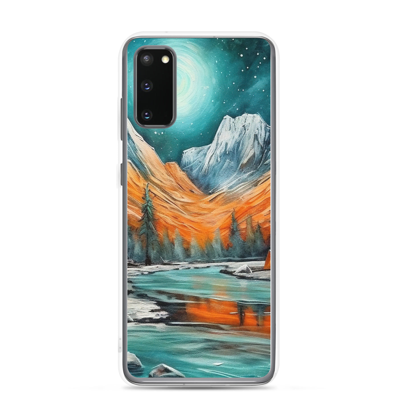 Berglandschaft und Zelte - Nachtstimmung - Landschaftsmalerei - Samsung Schutzhülle (durchsichtig) camping xxx Samsung Galaxy S20