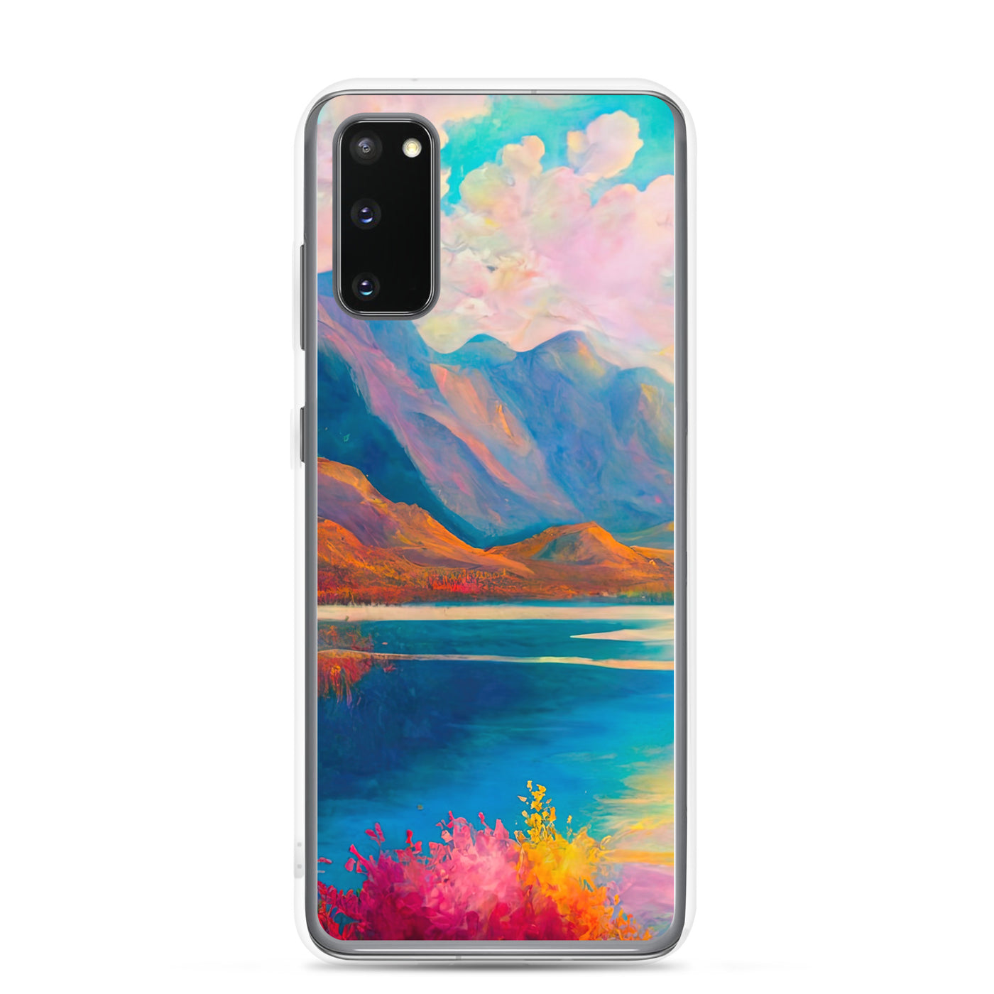 Berglandschaft und Bergsee - Farbige Ölmalerei - Samsung Schutzhülle (durchsichtig) berge xxx Samsung Galaxy S20