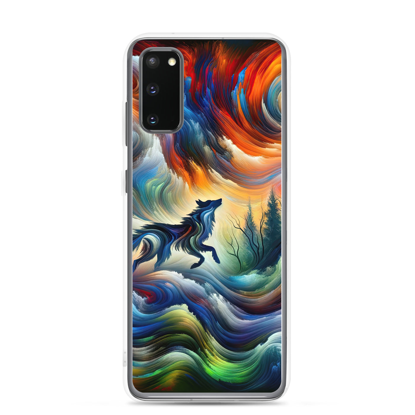Alpen Abstraktgemälde mit Wolf Silhouette in lebhaften Farben (AN) - Samsung Schutzhülle (durchsichtig) xxx yyy zzz Samsung Galaxy S20