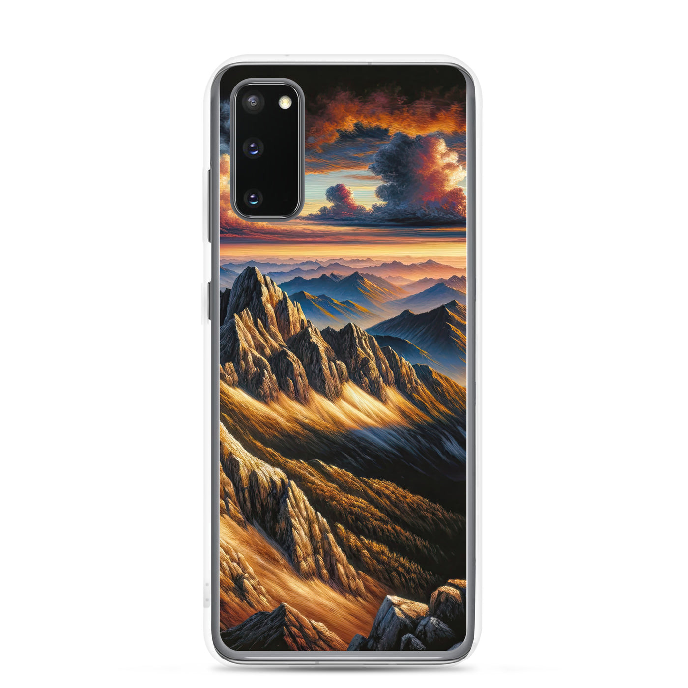 Alpen in Abenddämmerung: Acrylgemälde mit beleuchteten Berggipfeln - Samsung Schutzhülle (durchsichtig) berge xxx yyy zzz Samsung Galaxy S20