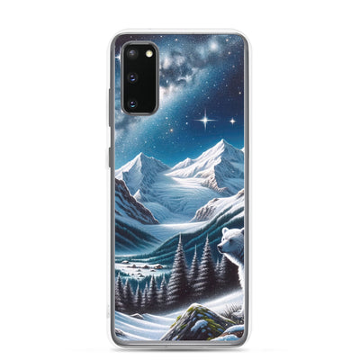 Sternennacht und Eisbär: Acrylgemälde mit Milchstraße, Alpen und schneebedeckte Gipfel - Samsung Schutzhülle (durchsichtig) camping xxx yyy zzz Samsung Galaxy S20
