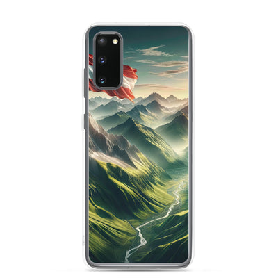 Alpen Gebirge: Fotorealistische Bergfläche mit Österreichischer Flagge - Samsung Schutzhülle (durchsichtig) berge xxx yyy zzz Samsung Galaxy S20