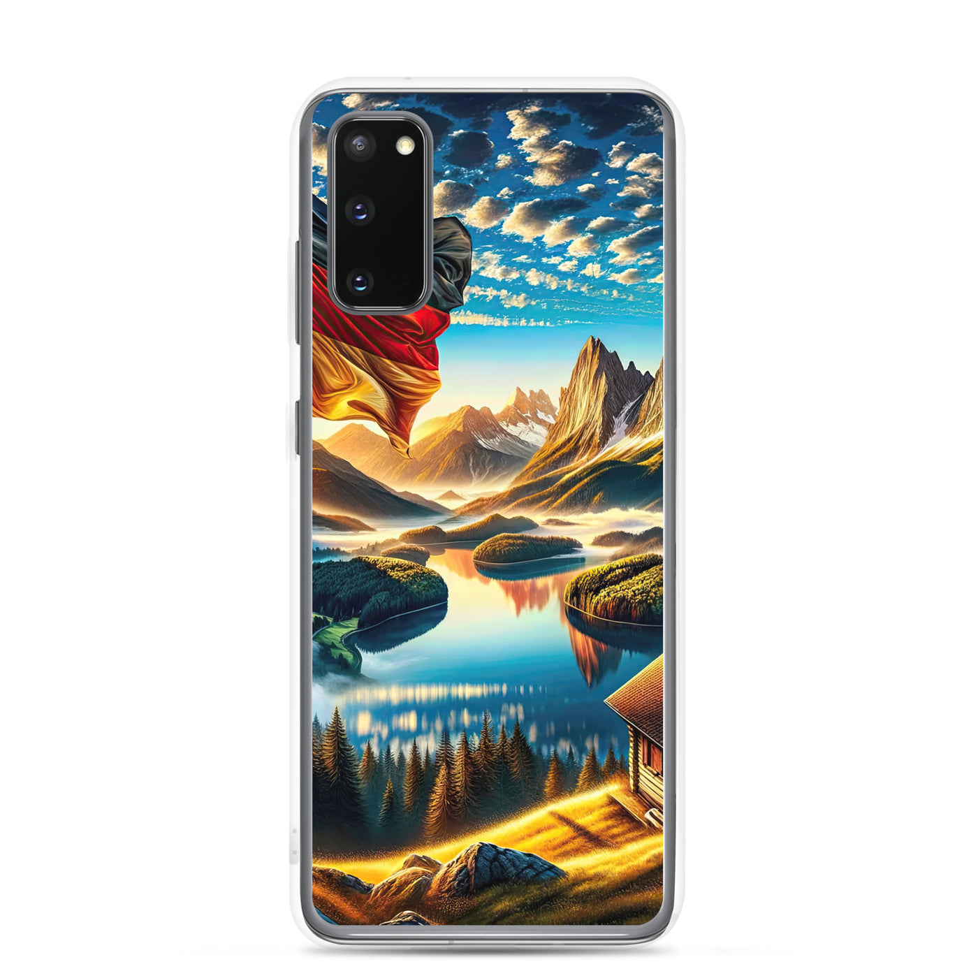 Alpen Gebirge im Morgenlicht: Kunstwerk mit Deutsche Flagge - Samsung Schutzhülle (durchsichtig) berge xxx yyy zzz Samsung Galaxy S20